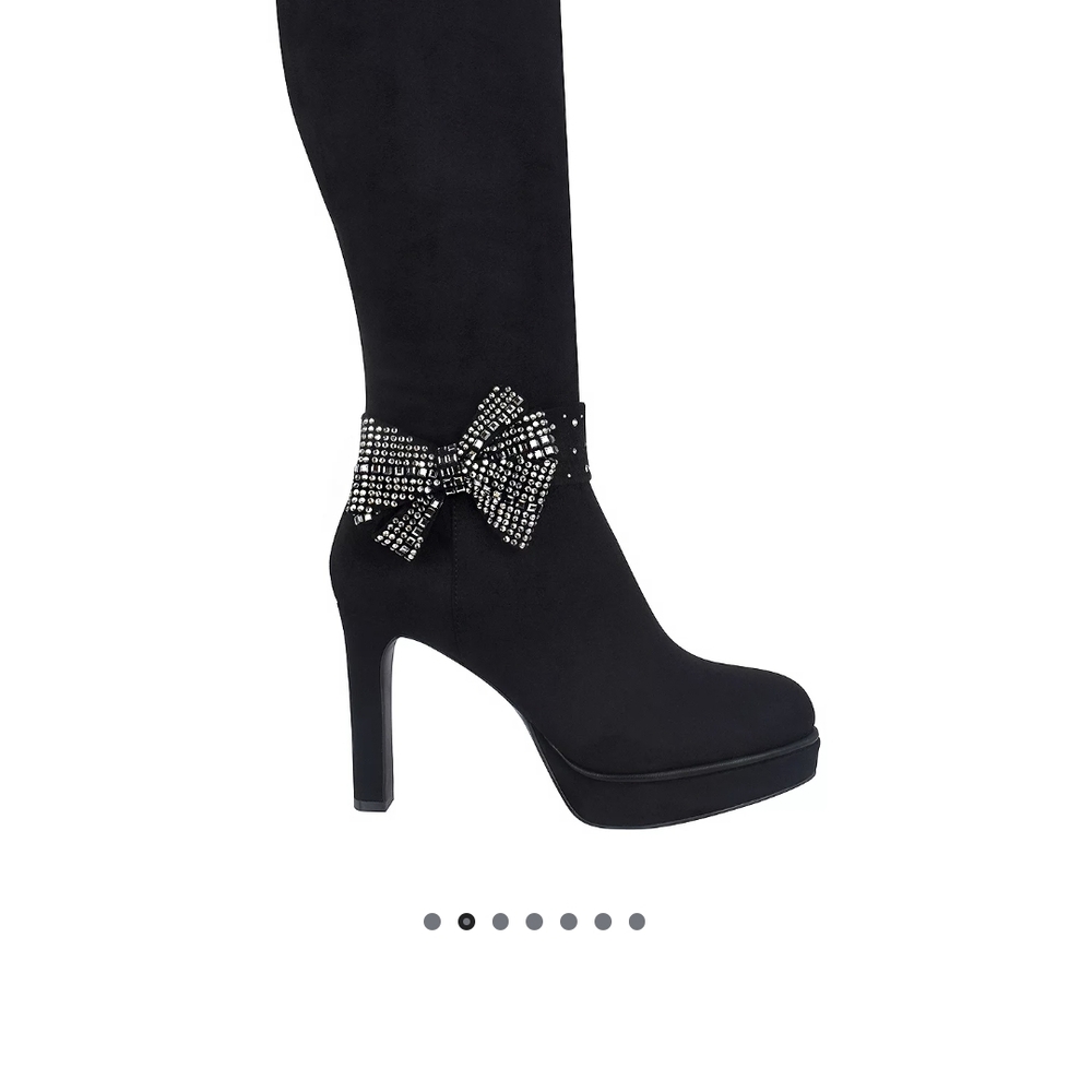 Black Heeled Boots with Crystal Embellishments